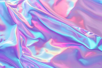 Obraz premium Iridescent neon background with holographic abstract soft pastel colors. Trendy vaporwave creative gradient aesthetic. Glistering metallic texture, bright colours, contemporary design.