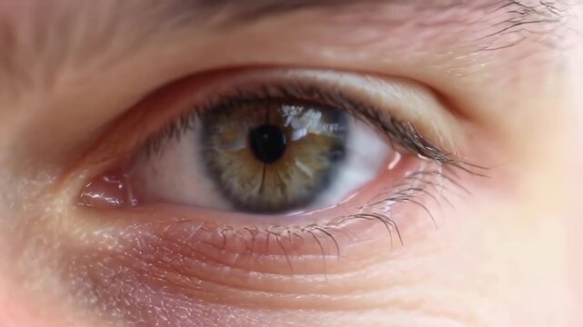 A close up of an eye, showcasing intricate details and reflections, inferring emotion and deep contemplation through macro cinematography