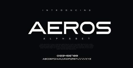 Aeros luxury font, elegant display typeface vector alphabet set