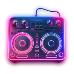 DJ remote control, neon icon on a white background