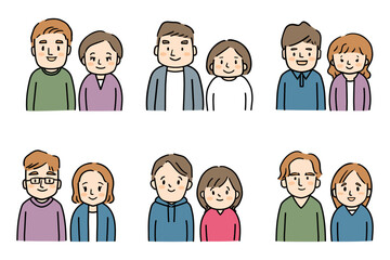 いろいろな中年夫婦のイラストセット