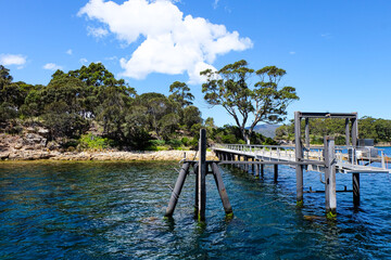 Isle of death, ferry and the ocean surrounding the prion, jail of Port Arthur. Tasmania, Australia