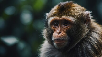Fototapeta premium A monkey playing in the rain, enjoying the refreshing droplets