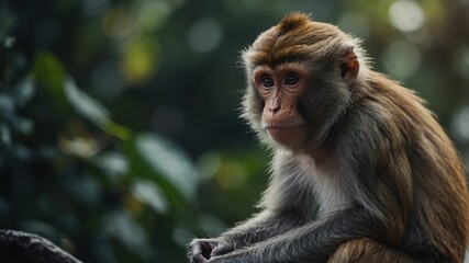 A monkey resting in the shade, taking refuge from the heat and basking in the coolness