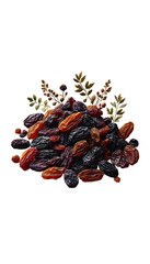 Fototapeta premium dried apricots and raisins isolated on transparent background 