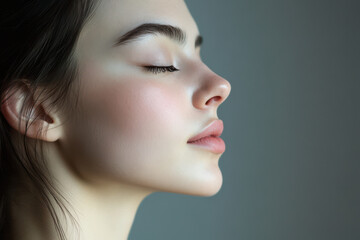 Fototapeta premium A close up of a girl's face with her eyes closed