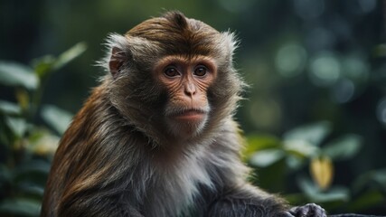 A monkey reaching for a fruit