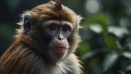 Obraz premium A monkey chewing on a leaf