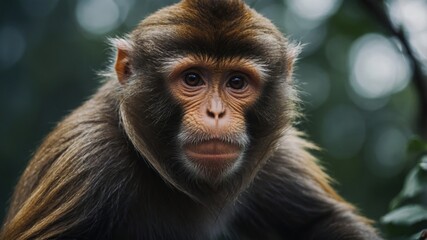 Fototapeta premium A monkey swinging from vine to vine with incredible agility