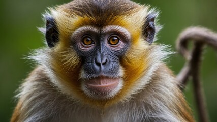 Fototapeta premium A monkey looking at the camera, seemingly posing for a perfect shot and showing off its personality