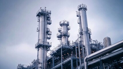 Industrial Complex Towers Reaching for the Sky