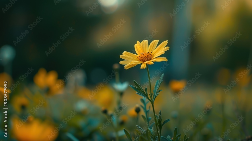 Wall mural Vibrant yellow daisy flower in a field