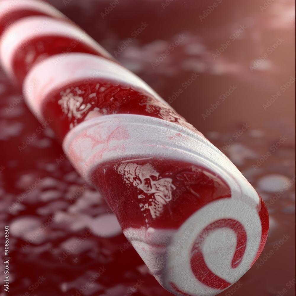 Canvas Prints A red and white candy cane with a white stripe