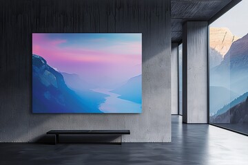 Fototapeta premium photo project of photo 200/100 cm in shades of light blue and purple in the mountain