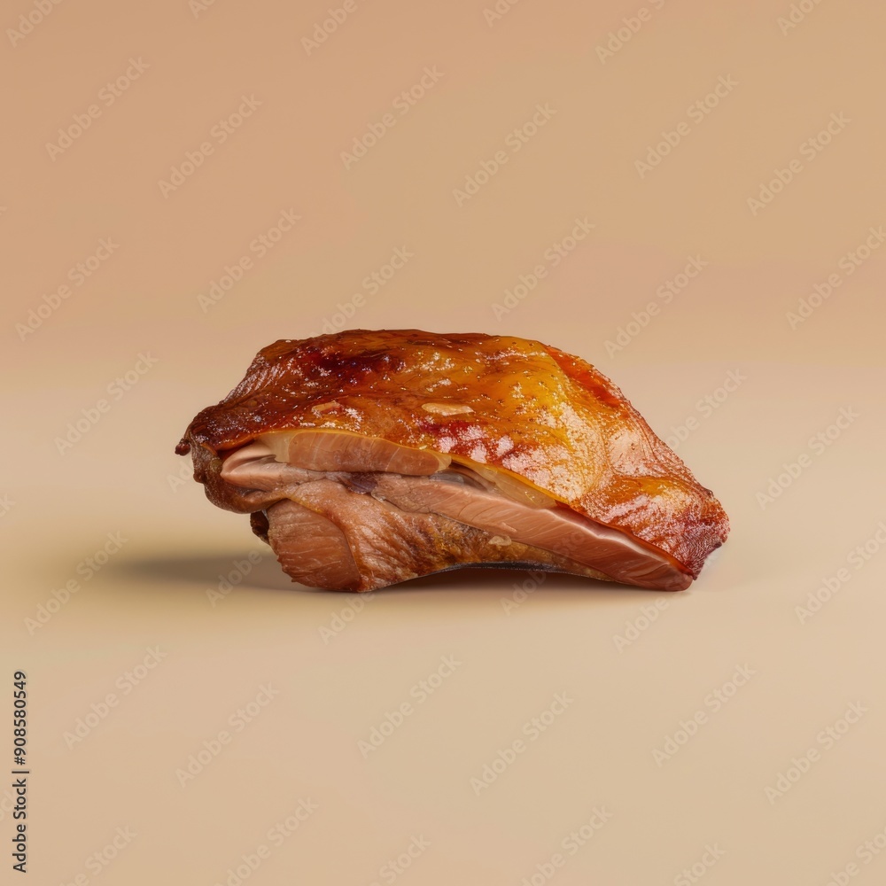 Canvas Prints A piece of meat is shown on a tan background