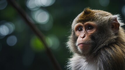 A monkey with a contemplative look, as if pondering something important