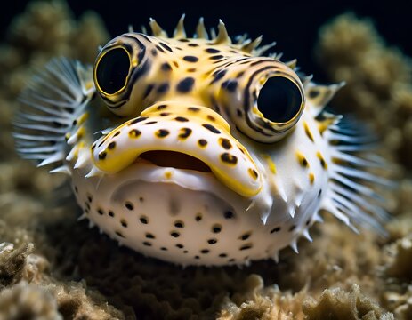deep sea pufferfish with spikes and spots