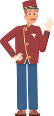 Hotel worker character. Cartoon porter. Professional receptionist