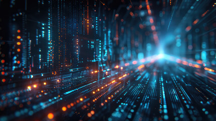 Fototapeta premium Futuristic Digital Data Stream in Cyberspace