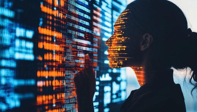 Comprehensive Visual Guide to Machine Learning Process: Data Analysis, Algorithm Development, and Model Training Stages on Blurred Background with Text Space. Tech-Blue Professional Illustration for A