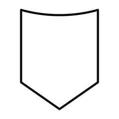 Shield Emblem And Badge black outline vector icon. Flat contour line pictogram