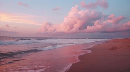 Fototapeta premium Pink Sunset Over the Ocean