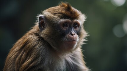 A monkey balancing on a thin branch