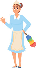 Maid character. Happy woman in professional cleaning service uniform