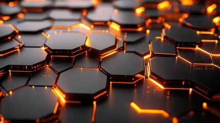 Obraz premium Abstract Black and Orange Hexagonal Pattern