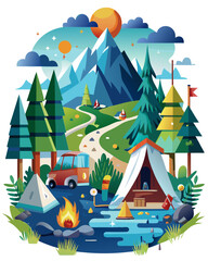 Fototapeta premium camping vector colorful t-shirt design,camping transparent background printable svg design