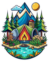Fototapeta premium camping vector colorful t-shirt design,camping transparent background printable svg design