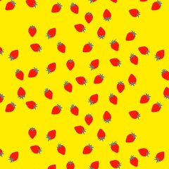 Yellow background with strawberry pattern