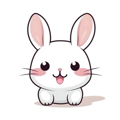 Obraz premium Cute Smiling Rabbit Illustration in Simple Line Art Style