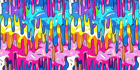 Fun dripping paint effect digital banner pattern with whimsical ink splodge graphic design. Playful summer party fun border ribbon backdrop to wall and paper artwork in repeat edge trim.