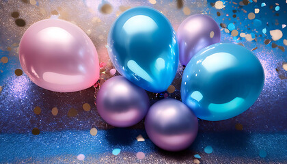  Gender reveal balloons and glitter invitation for baby shower- A festive scene with pink an_1(259)