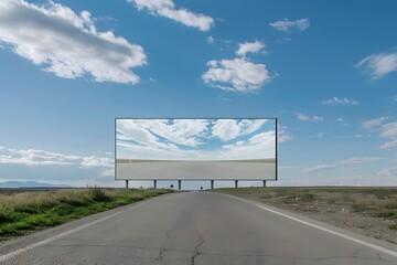 Naklejka premium Billboard Reflecting Sky and Road