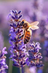 Honey bee background on naturel close up image.