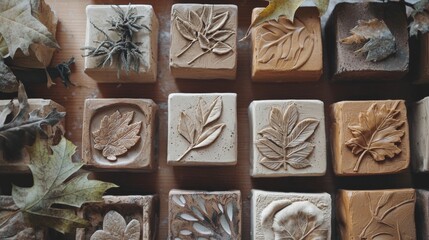 Nature-Inspired Handmade Soaps with Leaf Designs