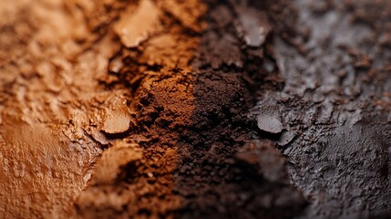 Close-up of Textured Brown and Black Powder Mixed Together in Abstract Pattern