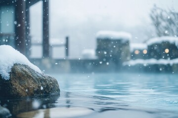 Minimalist tranquility view of Japan hot spring resort.