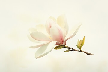 Obraz premium A delicate magnolia flower in soft pastel tones, symbolizing beauty and grace, perfect for nature-themed art and design projects.