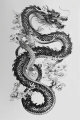 Black and White Dragon Tattoo