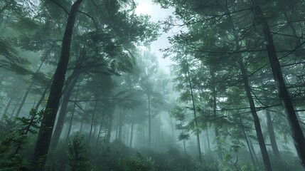 Obraz premium Virtual forest simulations with extreme detail and depth, dynamically focusing on seasonal changes