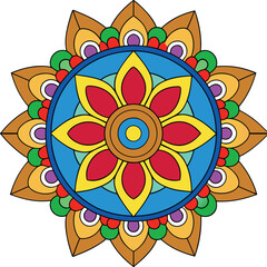 Sun Mandala Vector design, coloring page, uses for various 