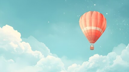 Naklejka premium Gently Floating Hot Air Balloon.