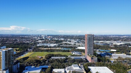 Fototapeta premium aerial view of sydney olympic park, stadium