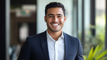 portrait of a smiling man in back suit