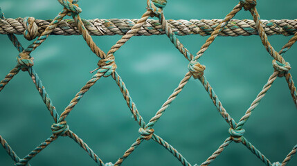 close up of soccer net rope