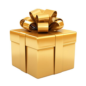 3D transparent background golden gift box