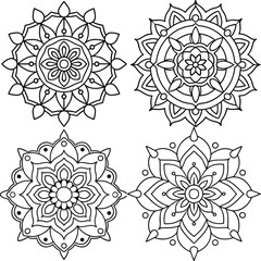 Sun Mandala Vector design, coloring page, uses for various 